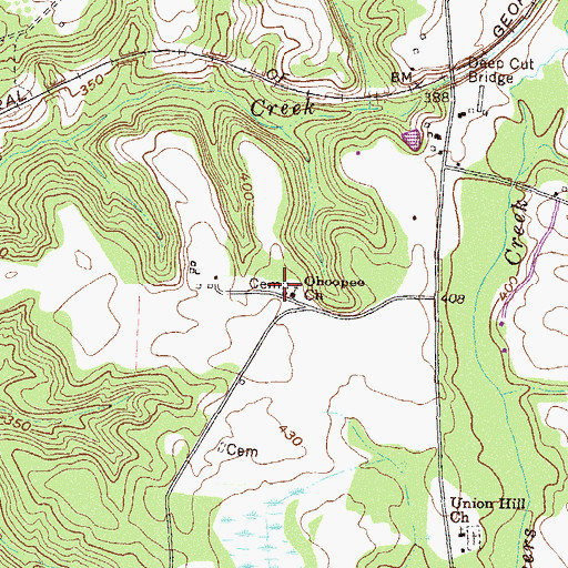 Topographic Map of Ohoopee Cemetery, GA