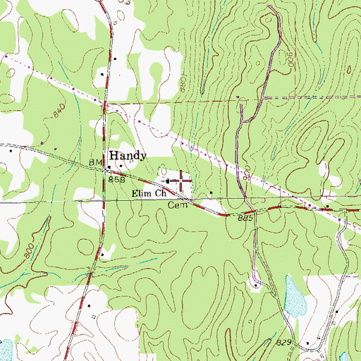 Topographic Map of Elim Cemetery, GA