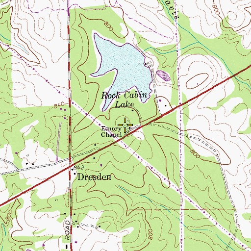 Topographic Map of Emory Chapel Cemetery, GA
