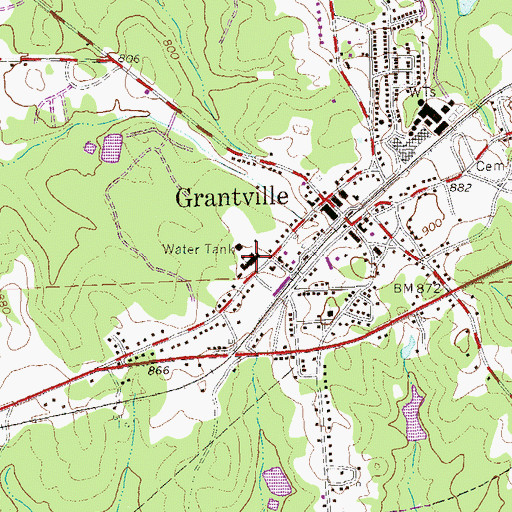Topographic Map of Grantville Brown School, GA