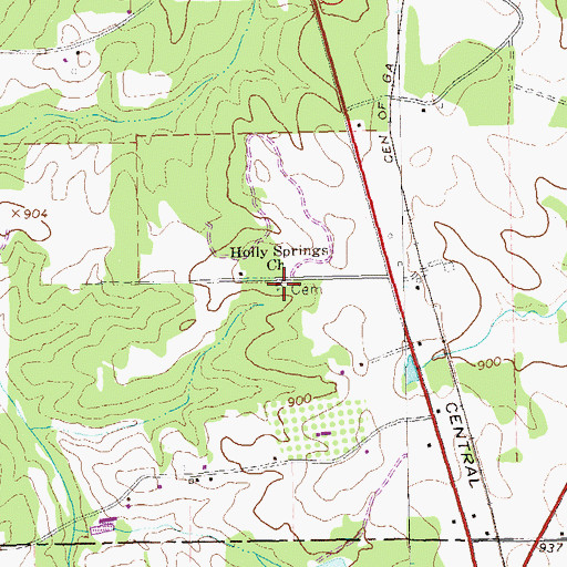 Topographic Map of Holly Springs Cemetery, GA