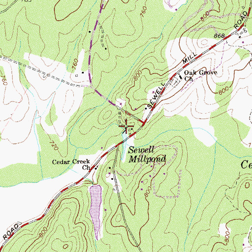 Topographic Map of Sewells Mill (historical), GA