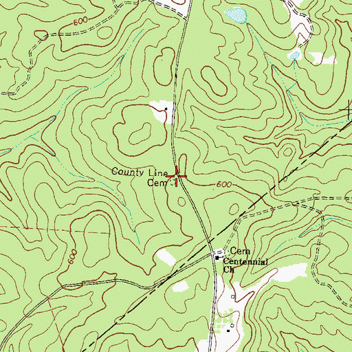 Topographic Map of County Line Church (historical), GA
