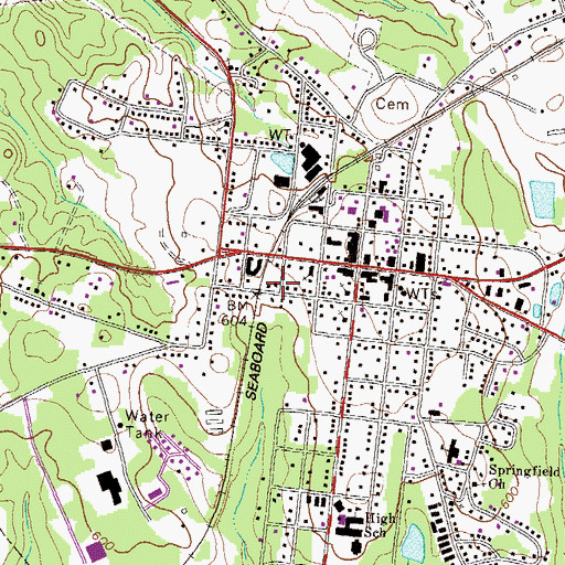 Topographic Map of South Street-Broad Street-Main Street-Laurel Street Historic District, GA