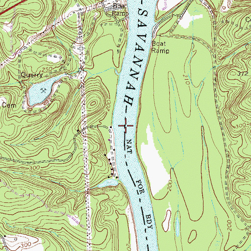 Topographic Map of Dents Ferry (historical), GA