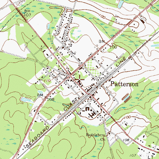 Topographic Map of Patterson Baptist Church, GA