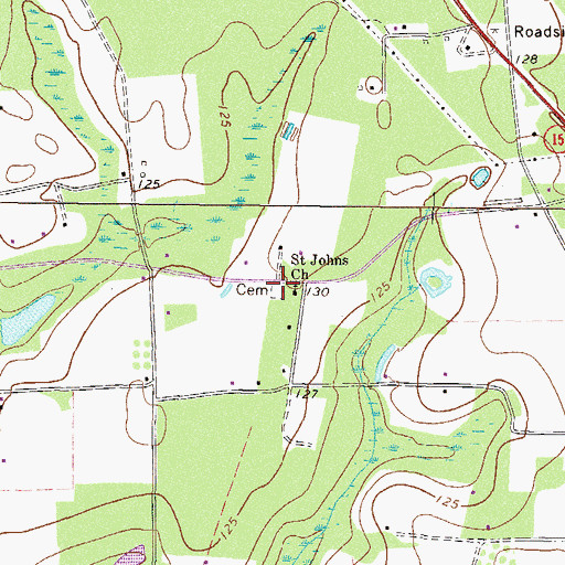 Topographic Map of Saint Johns Cemetery, GA
