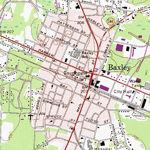 Topographic Map of Baxley High School (historical), GA