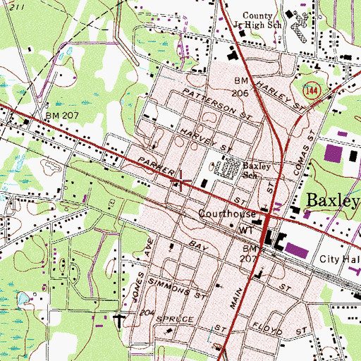 Topographic Map of Baxley Seventh Day Adventist Church, GA