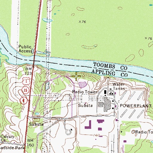 Topographic Map of Piney Bluff, GA