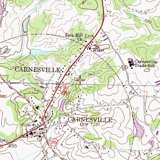 Topographic Map of Franklin County, GA
