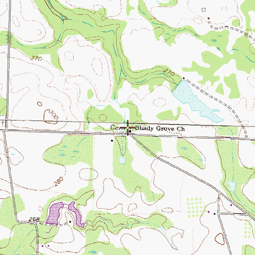 Topographic Map of Shady Grove Cemetery, GA