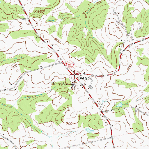 Topographic Map of Holly Springs, GA