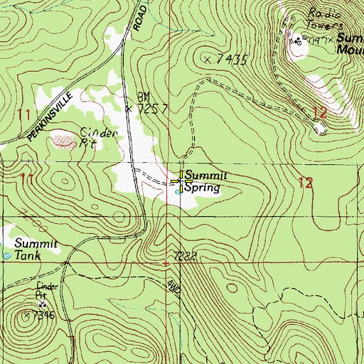 Topographic Map of Summit Spring, AZ