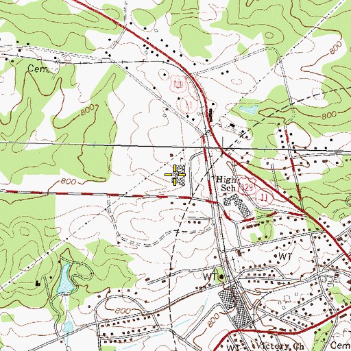 Topographic Map of Jefferson Elementary School, GA