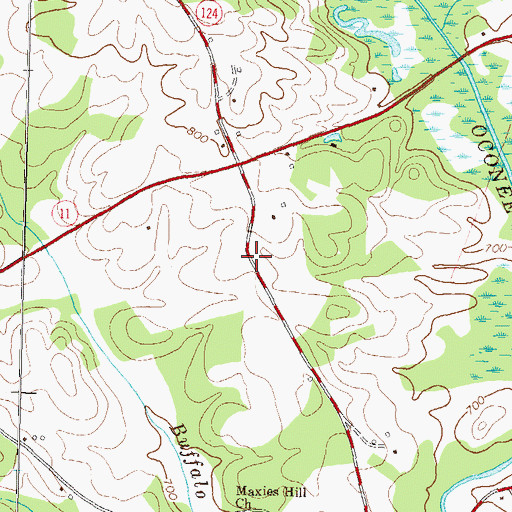 Topographic Map of Maxeys Hill School (historical), GA