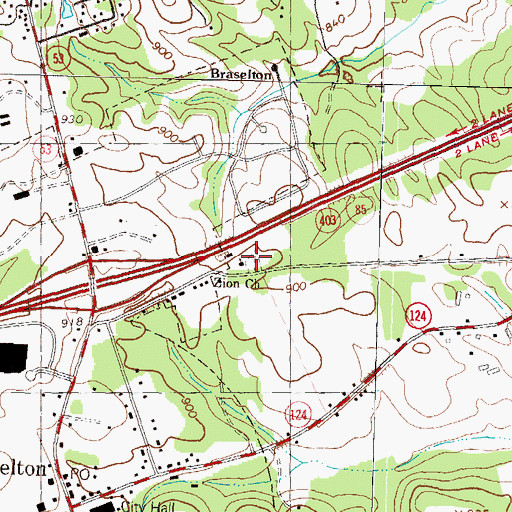 Topographic Map of Zion Cemetery, GA