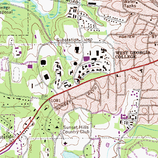 Topographic Map of Irvine Sullivan Ingram Library, GA