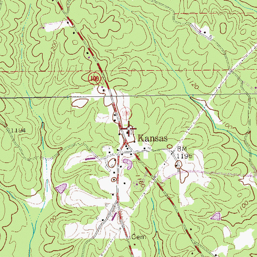 Topographic Map of Kansas Cemetery, GA