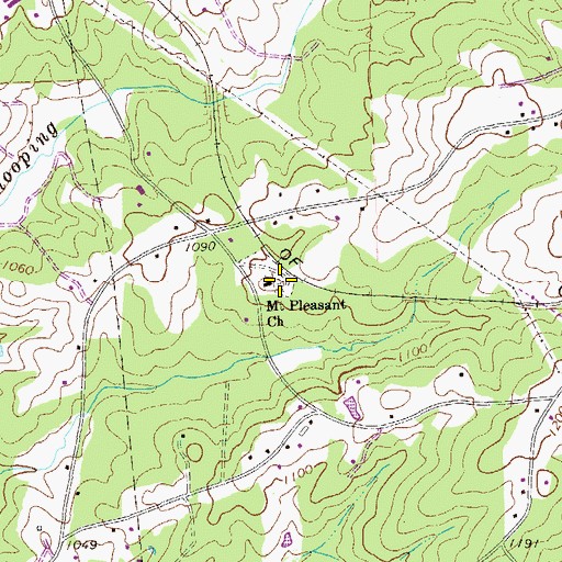 Topographic Map of Mount Pleasant Cemetery, GA