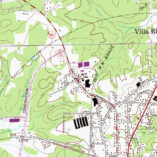 Topographic Map of Old Villa Rica, GA