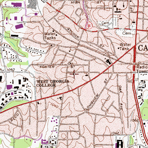 Topographic Map of West View Baptist Church, GA