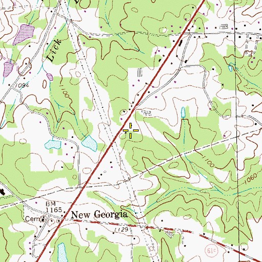 Topographic Map of Cottonwood Valley, GA