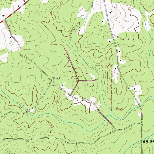 Topographic Map of Denton Farms, GA