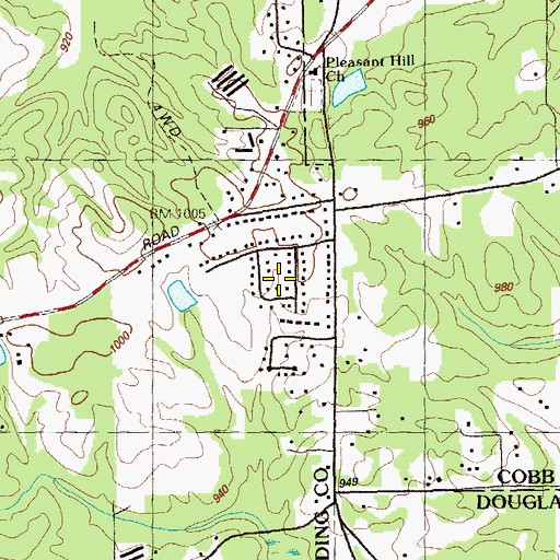 Topographic Map of Hickory Glen, GA