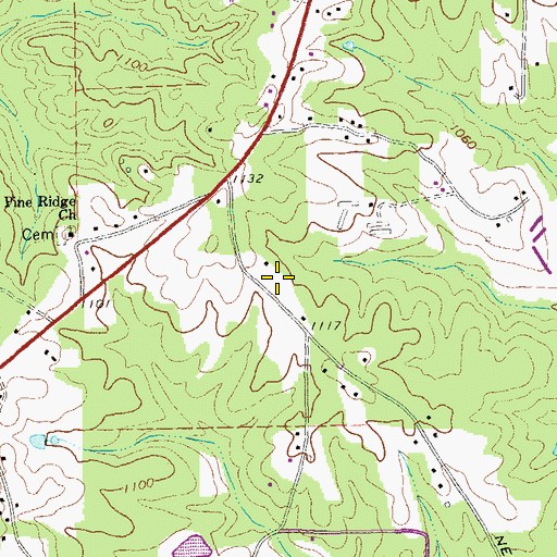 Topographic Map of Home Place Acres, GA