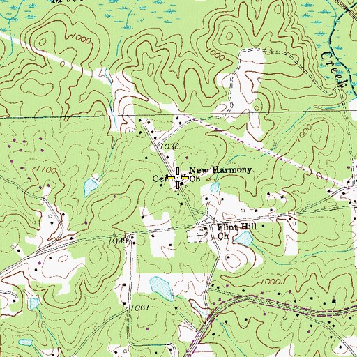 Topographic Map of New Harmony Cemetery, GA
