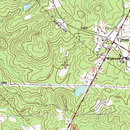 Topographic Map of Oak Hill, GA