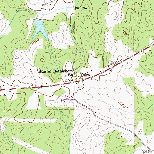 Topographic Map of Star of Bethlehem Cemetery, GA