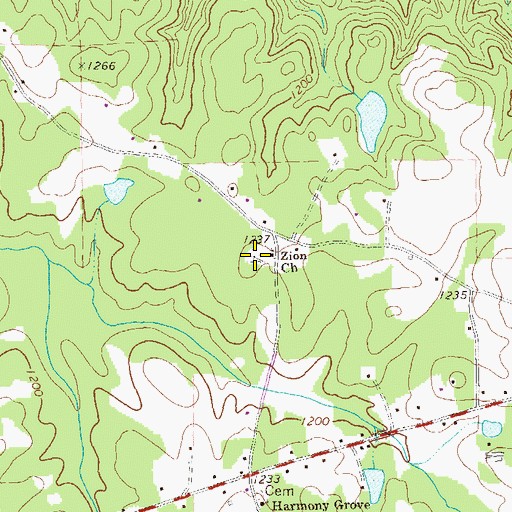 Topographic Map of Zion Cemetery, GA
