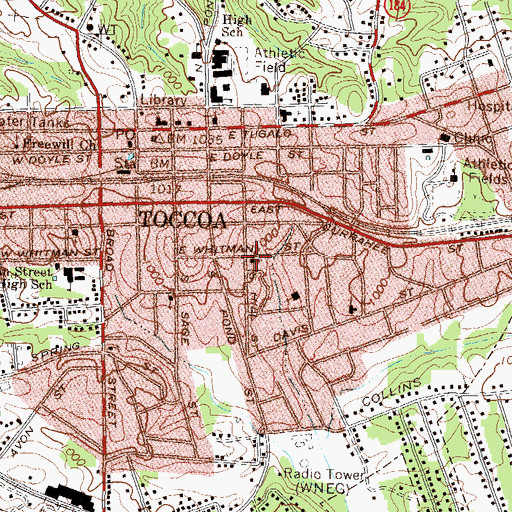 Topographic Map of Hill Street Baptist Church, GA