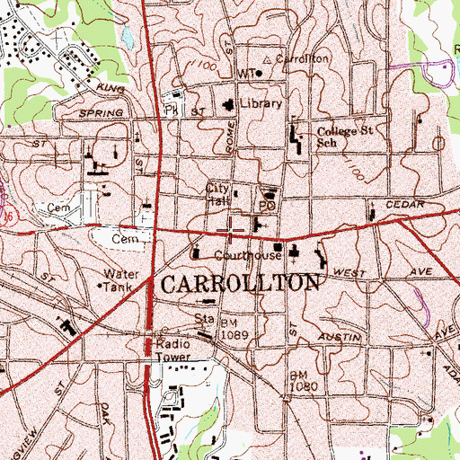 Topographic Map of Adamson Square, GA