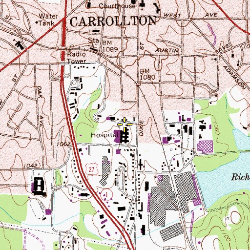 Topographic Map of Carroll County Health Center, GA
