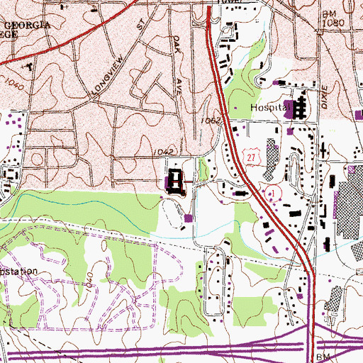 Topographic Map of Carrollton High School, GA