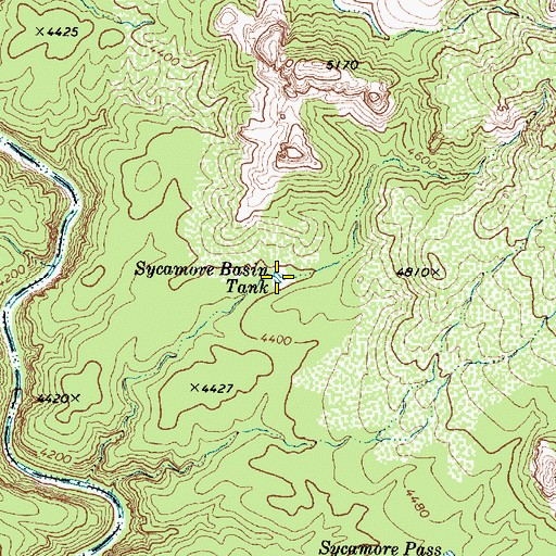 Topographic Map of Sycamore Basin Tank, AZ