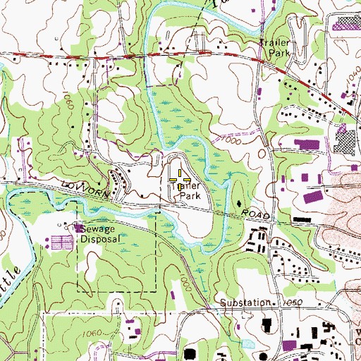 Topographic Map of Elizabeth Village Mobile Home Park, GA