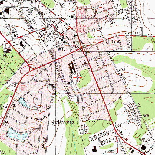 Topographic Map of Sylvania Cemetery, GA