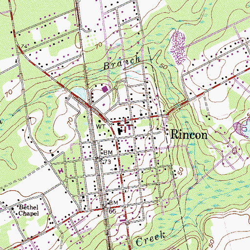 Topographic Map of Rincon Elementary School, GA