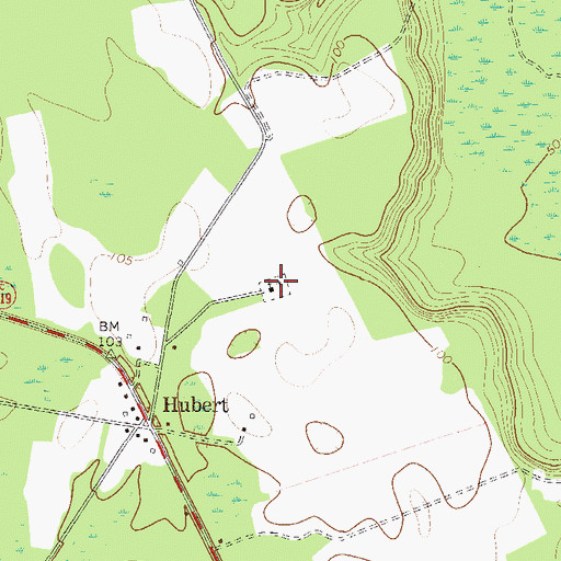 Topographic Map of Hubert Cemetery, GA