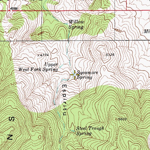 Topographic Map of Sycamore Spring, AZ