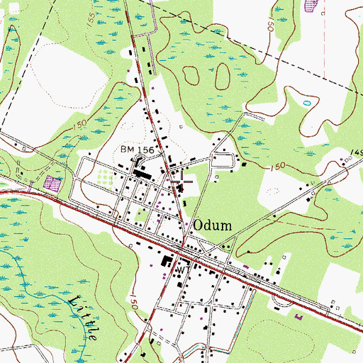Topographic Map of Odum Baptist Church, GA