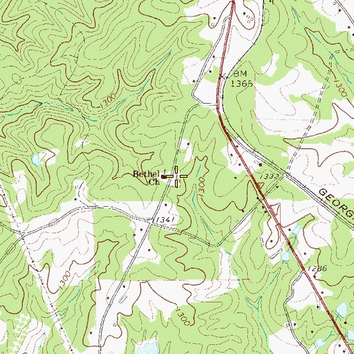 Topographic Map of Bethel Cemetery, GA
