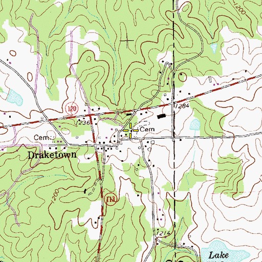 Topographic Map of Draketown Baptist Church, GA