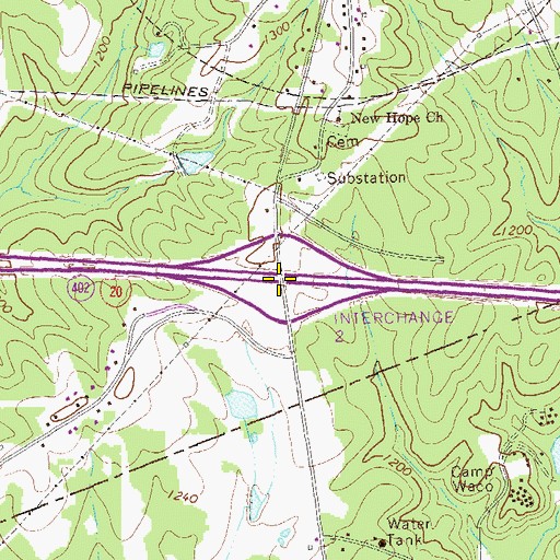 Topographic Map of Interchange 2, GA