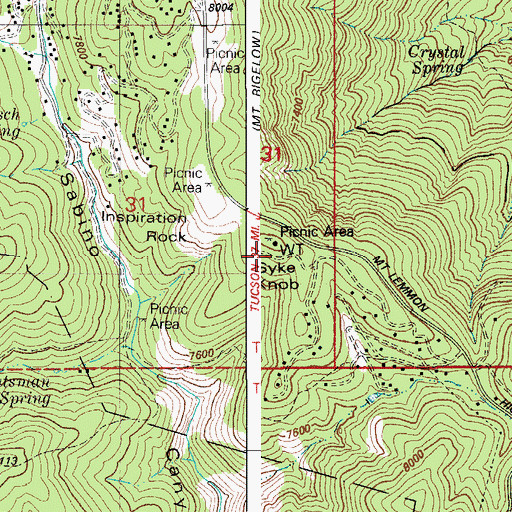 Topographic Map of Sykes Knob, AZ