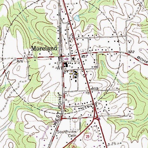 Topographic Map of Moreland Elementary School, GA